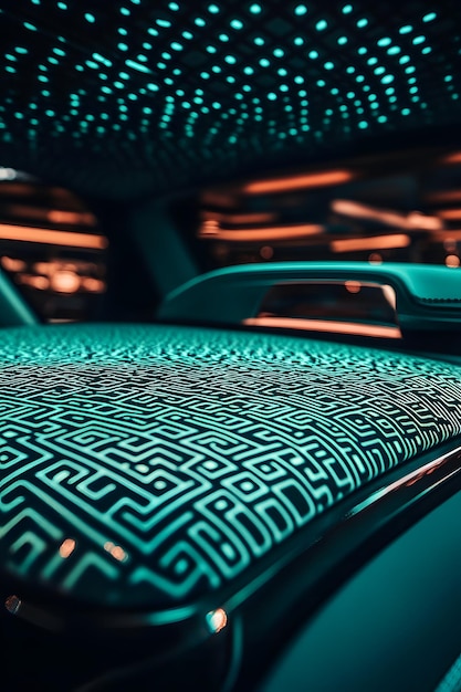 Photo a close up of a cars interior with a pattern of lines and numbers on the dashboard