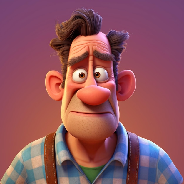 a close up of a cartoon character with a mustache and suspenders generative ai