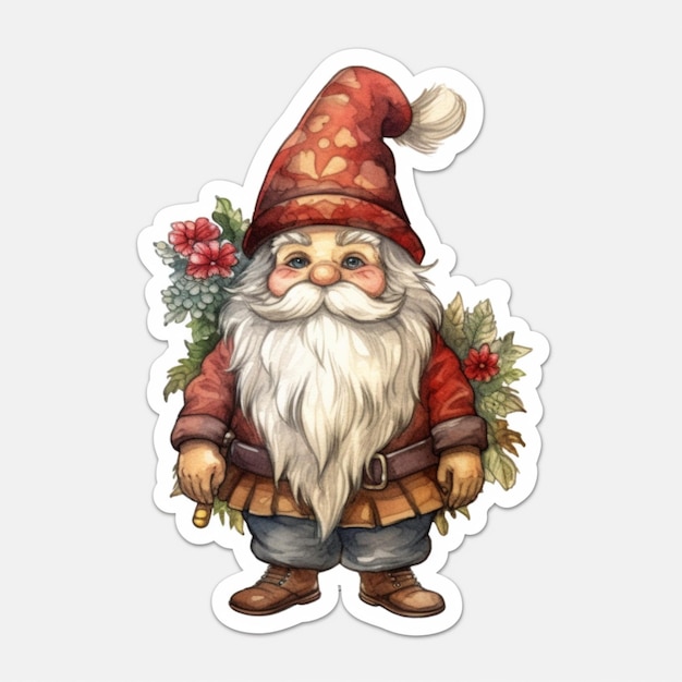 A close up of a cartoon gnome with a red hat and a beard generative ai