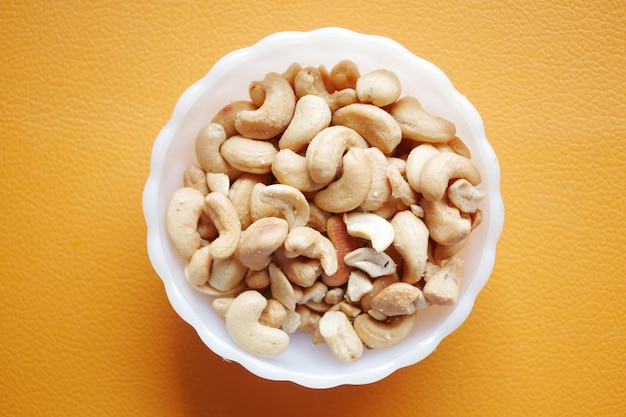 Close up of cashew nuts on table