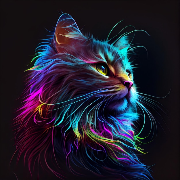 Close up of a cat on a black background generative ai