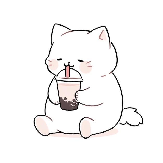 a close up of a cat drinking a drink from a cup generative ai