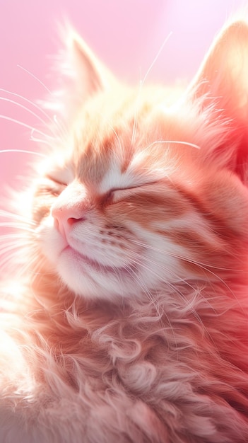 a close up of a cat's face with the red background