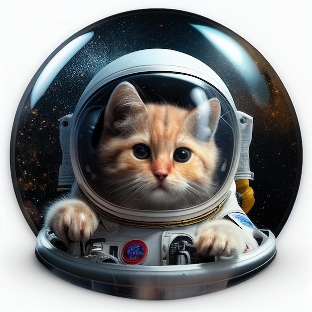 Close up of cat in space suit generative ai