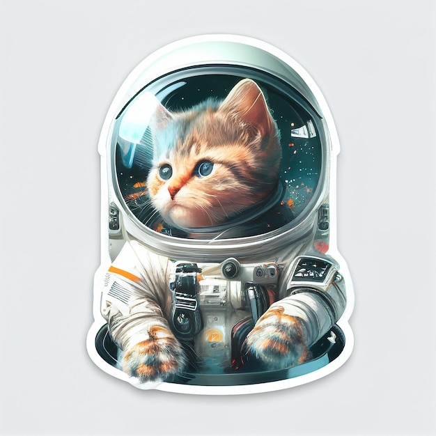 Close up of cat in space suit generative ai