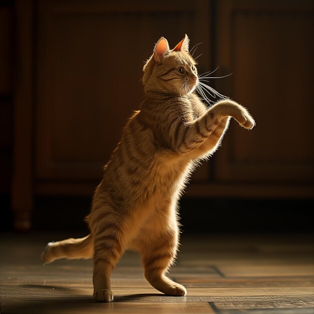 Photo a close up of a cat standing on its hind legs