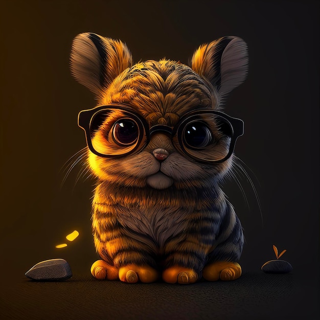 Close up of a cat wearing glasses generative ai