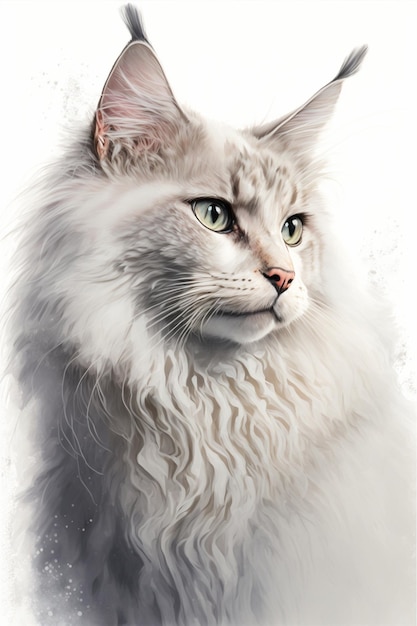 Close up of a cat on a white background generative ai