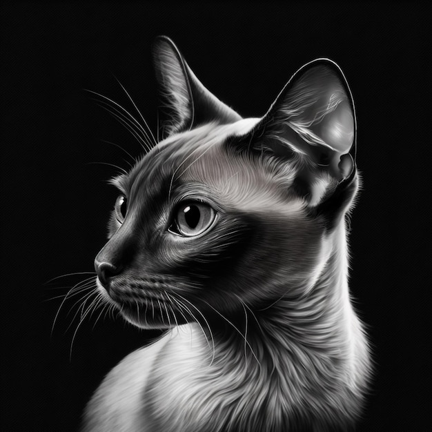 A close up of a cat with a black background generative ai