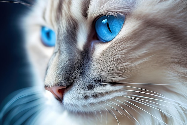 A close up of a cat with blue eyes generative ai image