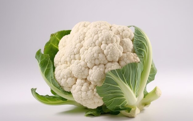 A close up cauliflower isolated on a white background healthy eco food ai generated