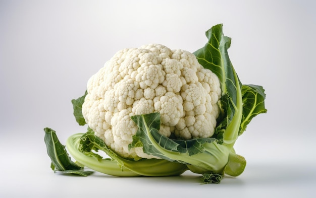 A close up cauliflower isolated on a white background healthy eco food ai generated