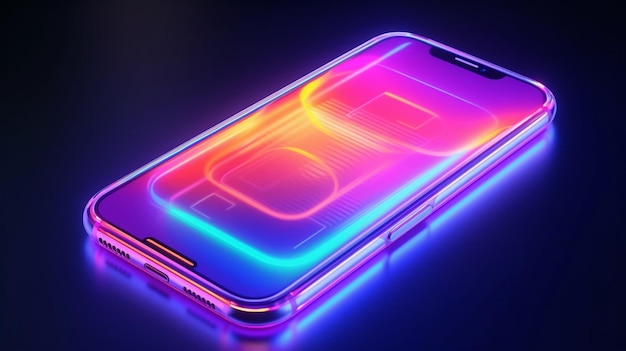 A close up of a cell phone with a glowing back generative ai