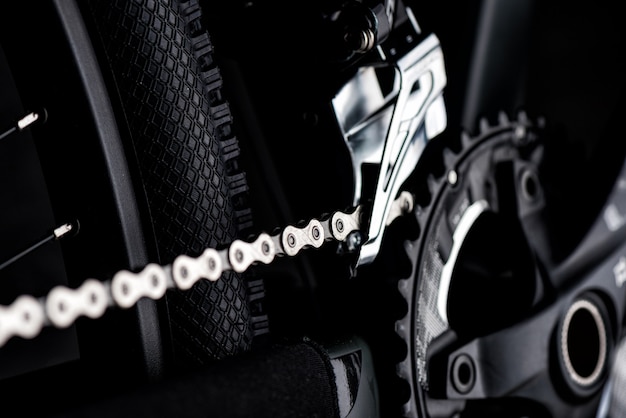 Close up chain of the mountain bike