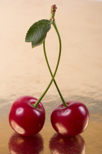 Close-up of cherries on surface