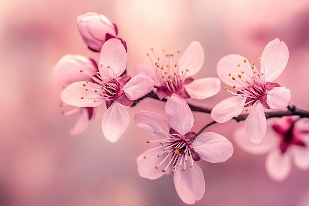 Photo a close up of a cherry blossom tree with the pink background