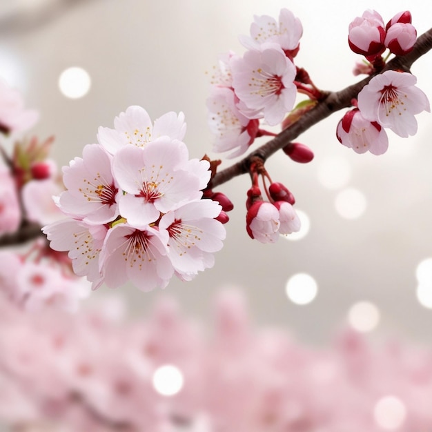 a close up of a cherry blossom tree with the words cherry blossoms on it