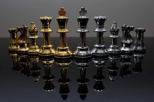 Photo close-up of chess pieces on table