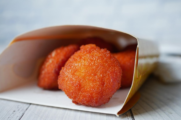 Close up of chicken cheese meat ball on plate