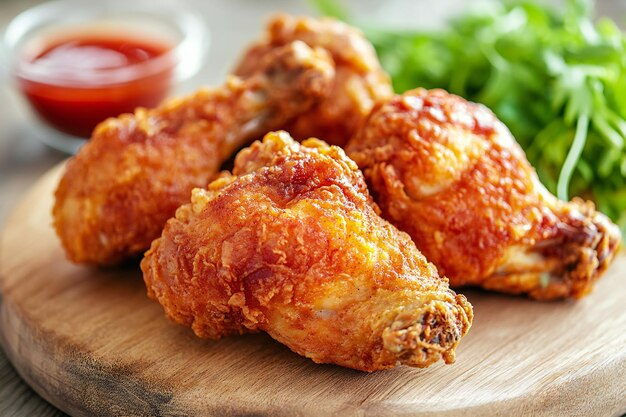 Photo a close up of chicken and some lettuce on a table