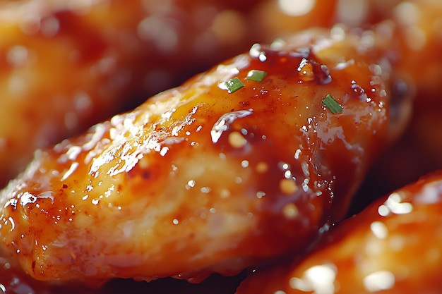 Photo a close up of a chicken wings dish with a sauce of rice and seasoning