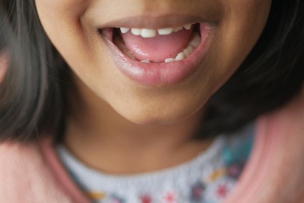 Close up of child screaming at home