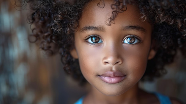 Close Up of Childs Face With Blue Eyes