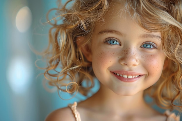 Close Up of Childs Face With Blue Eyes