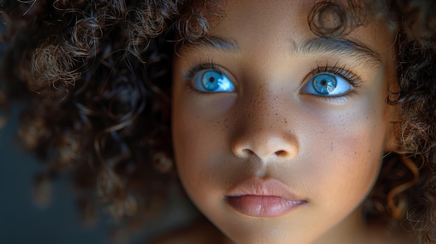 Close Up of Childs Face With Blue Eyes