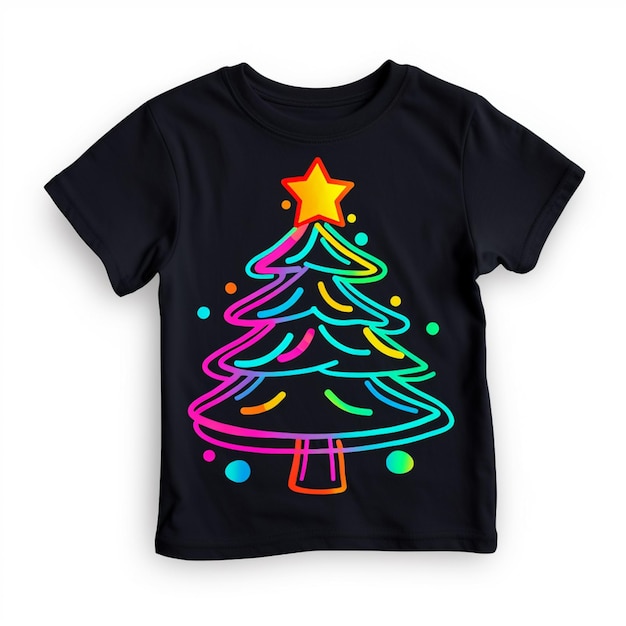 a close up of a childs t shirt with a christmas tree on it generative ai