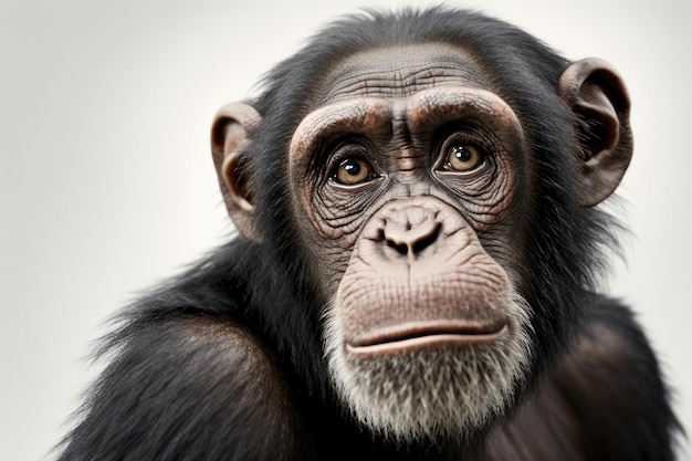 Close up of Chimpanzee with white background very high quality Generative AI AIG16