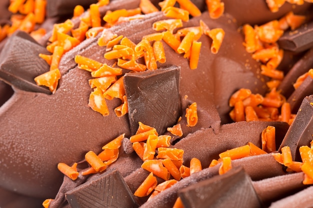 Close up of chocolate bars ice cream detail