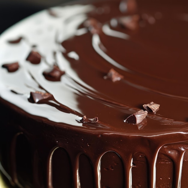 Photo close up of chocolate cake with drizzle