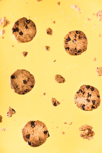 Close-up chocolate cookies with nuts