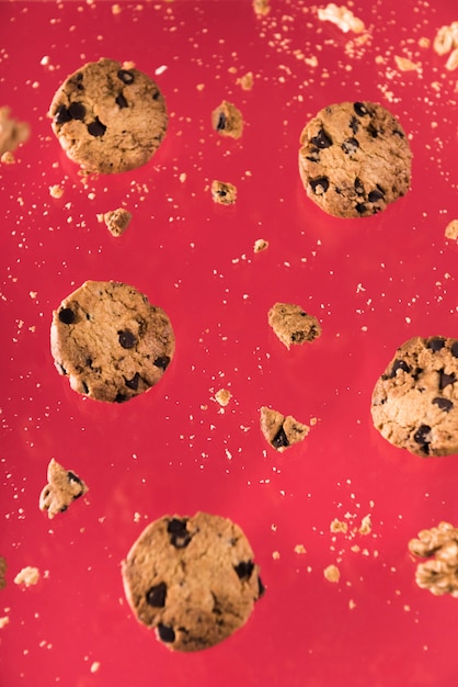 Close-up chocolate cookies with nuts