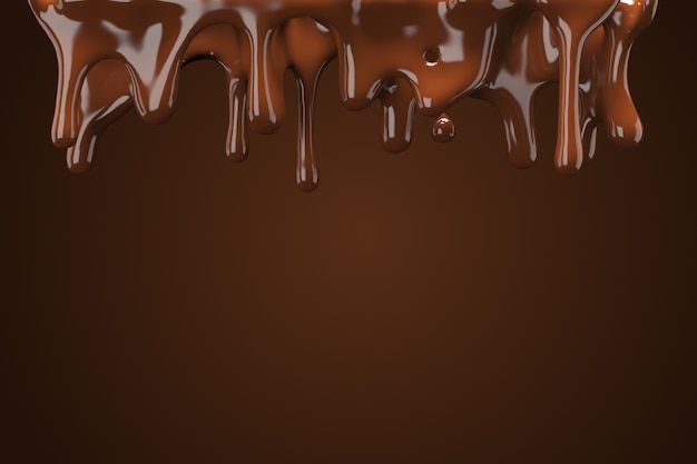 Close up Chocolate Dripped on Brown color