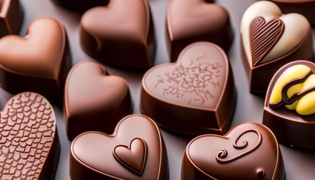 A close up of chocolate hearts