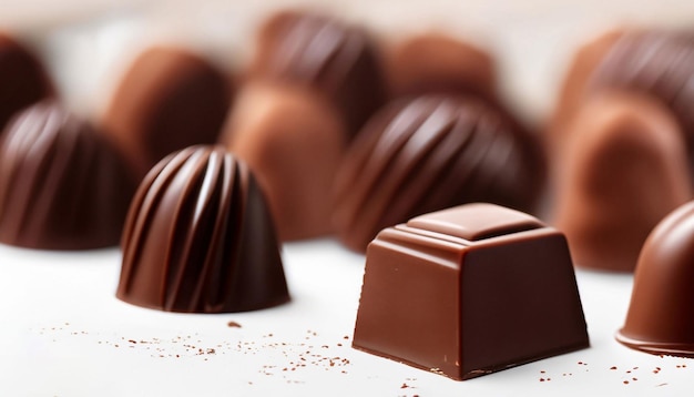 A close up of a chocolate truffles with the word chocolate on it