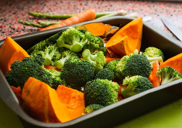 Close-up of chopped vegetables in plate