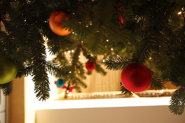 Close-up of christmas decoration hanging on tree