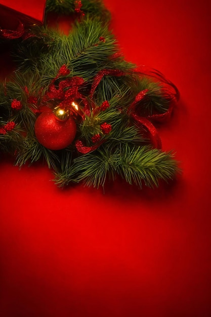 A Close Up Of A Christmas Decoration On A Red Background