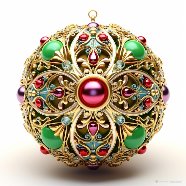 a close up of a christmas ornament with a gold chain generative ai