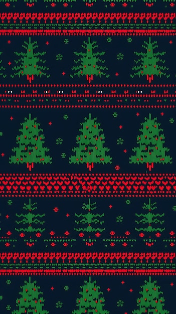 Photo a close up of a christmas sweater with a tree and snowflakes