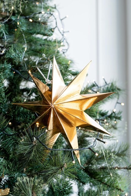 Close up of christmas tree decorations