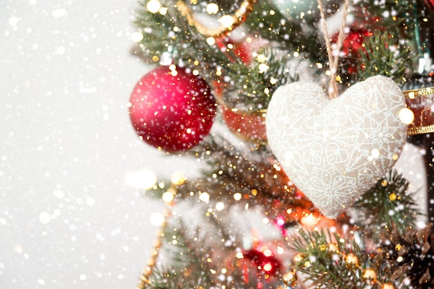 Close-up of Christmas tree with ornaments