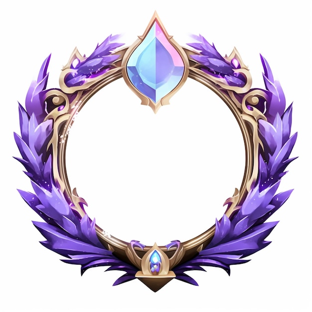 a close up of a circular frame with a purple and blue gems generative ai