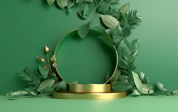 A close up of a circular object with leaves and a plant generative ai