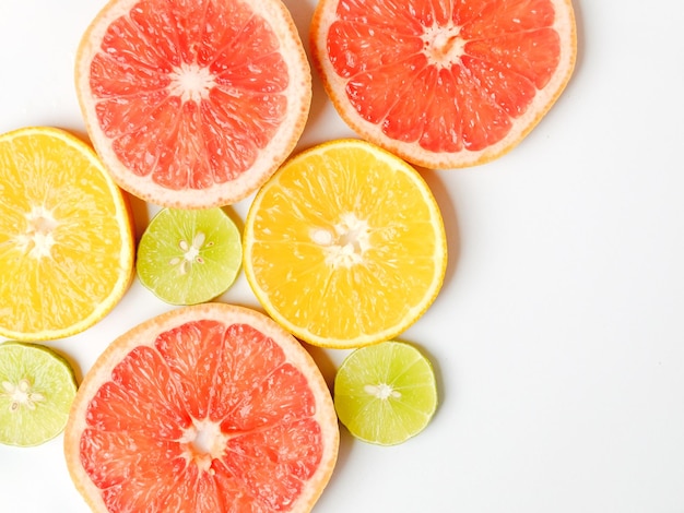 Close-up of citrus fruit slices on table