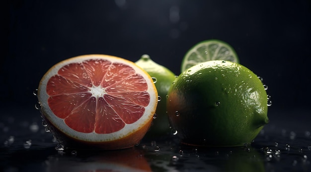 A close up of a citrus fruit with the word citrus on the side