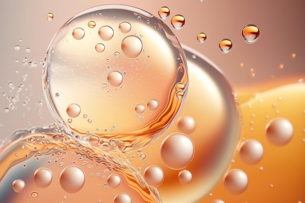 Close up clear liquid cosmetic product Gel texture with bubbles Generation AI